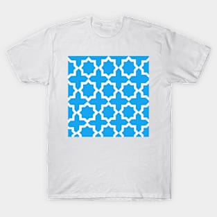 Blue and White Lattice Pattern T-Shirt